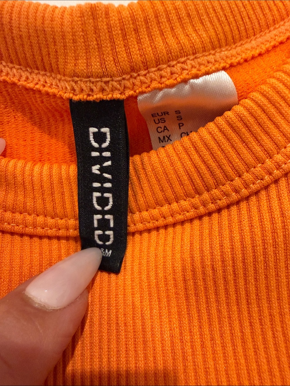 Divided Orange Ribbed Cropped Tank - Picture 2 of 3